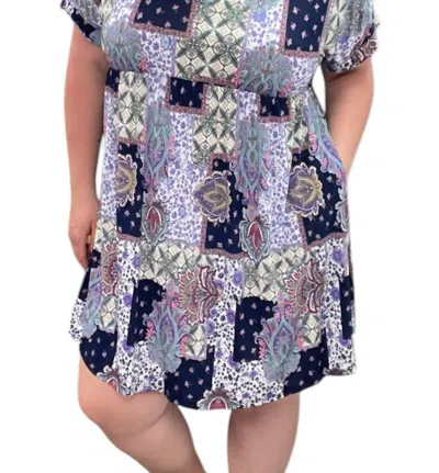 Honeyme Patchwork Paisley Babydoll Dress In Multi Color In Multi
