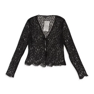 Callipygian Lace Tie Black Button-up In Black