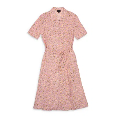 Callipygian Floral Button Pink Tie Dress In Pink