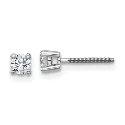 Diamond2deal 14k White Gold 1/4 Ct Round Lab Grown Diamond Stud Earrings Screw Back Vs Clarity, D-e Color In White