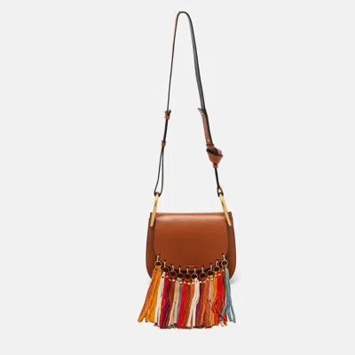 Chloé Brown Leather Small Hudson Fringe Shoulder Bag In Brown