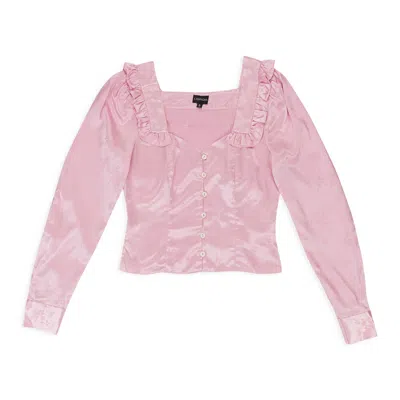 Callipygian Jacquard Pink Button-up In Pink