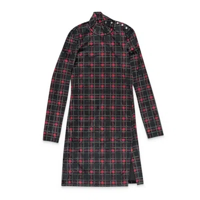 Callipygian Stretch Plaid Navy Mini Dress In Blue