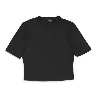 Callipygian Scuba Crew Neck Top Black T-shirt In Black
