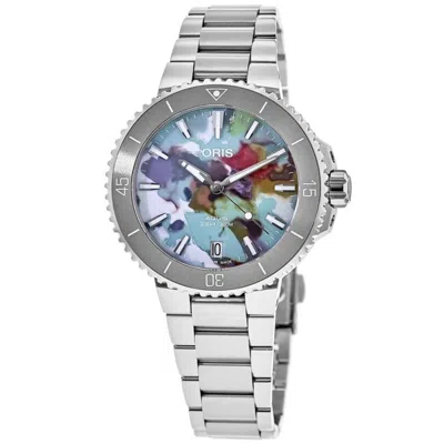 Oris Aquis Date Upcycle Edition Multicolored Dial Women's Watch 01 733 7770 4150-set In Blue
