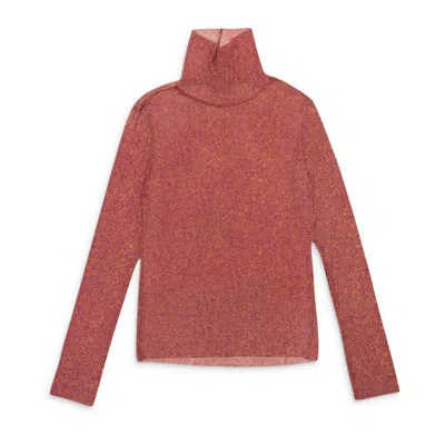 Callipygian Printed Mesh Turtleneck Multicolor Sweater In Multi