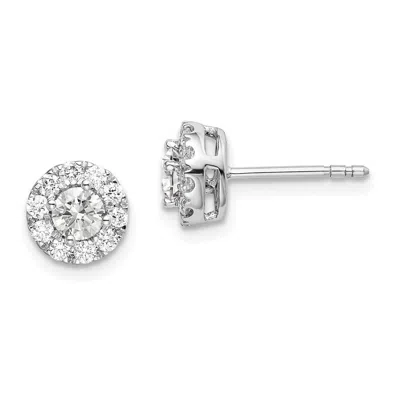 Diamond2deal 14k White Gold 3/4 Ct Lab Grown Diamond Round Halo Stud Earrings Vs Clarity, G-h Color In White