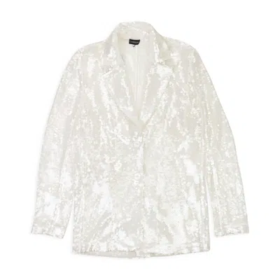 Callipygian Sequin Clear Blazer In White