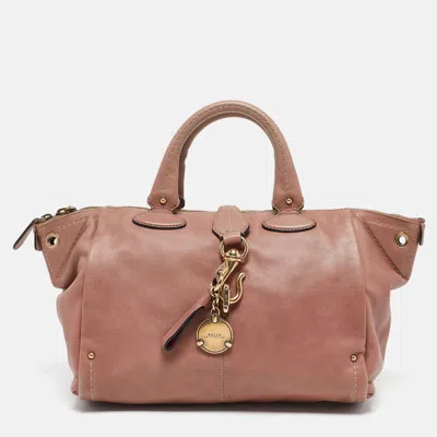 Bally Pink Leather Clasp Flap Satchel In Pink