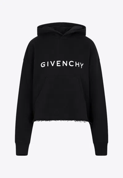 Givenchy Cropped Hoodie With Logo Print In Black