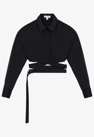 Alaïa Alaia Dark Grey Cotton Crossover Shirt Women In Gray