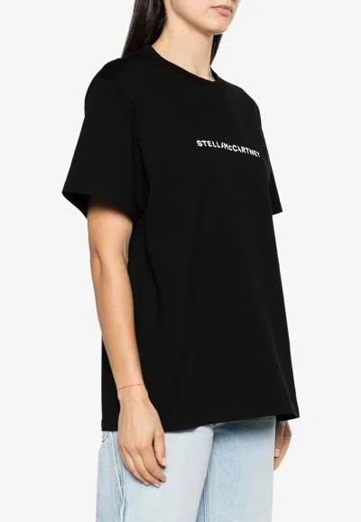 Stella Mccartney Rhinestud Logo T-shirt In Black