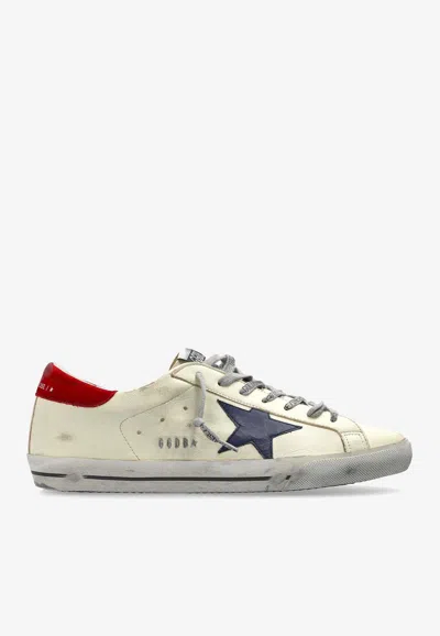 Golden Goose Db Super-star Distressed Leather Sneakers In White