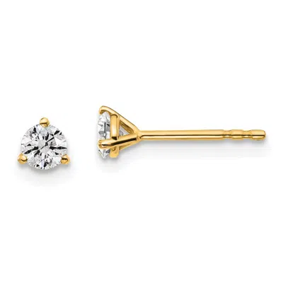 Diamond2deal 14k Yellow Gold 1/3 Ct Round Lab Grown Diamond Stud Earrings Vs Clarity, G-h Color In Yellow
