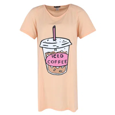 Not Tired Women's Plus Size Iced Coffee Short Sleeve Night Shirt In Orange