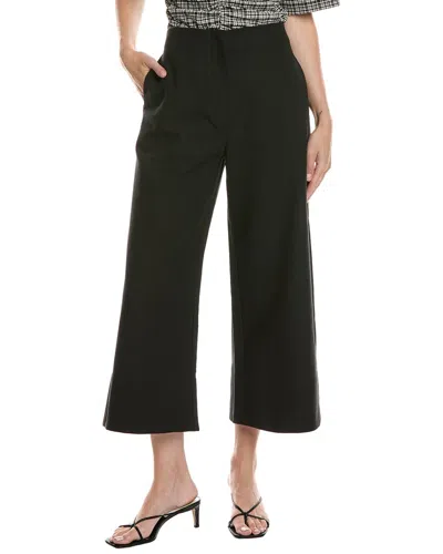 Ganni Cropped Wide Leg Pant In Black