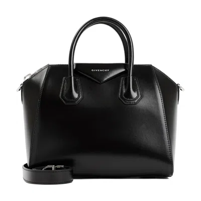 Givenchy Mini Antigona Box Leather Tote Bag With Two-way Carrying Option In Black