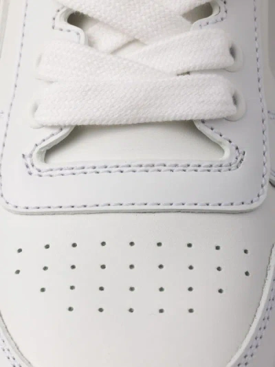 Prada Downtown Bold Leather Platform Sneakers In White