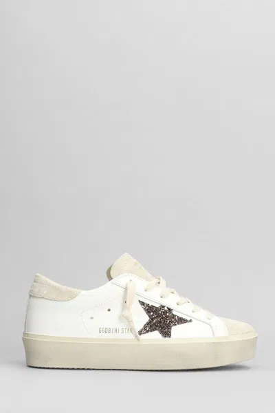 Golden Goose Hi Star Sneakers In White Leather In White