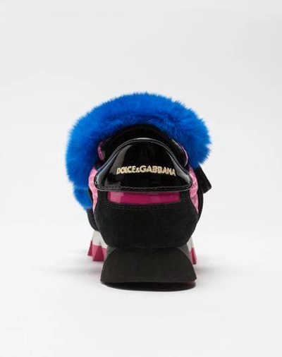 Shop Dolce & Gabbana Leather Sneakers With Fur Details In Pink