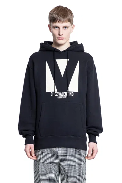 Valentino Man Black Sweatshirts In Black