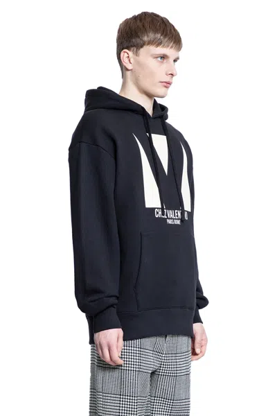 Valentino Man Black Sweatshirts In Black