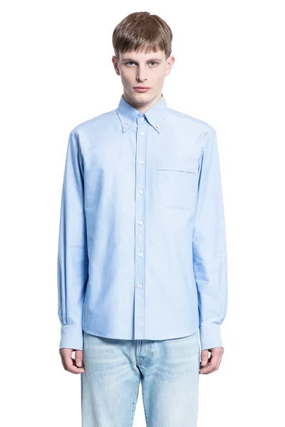 Valentino Man Blue Shirts In Blue