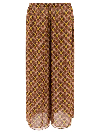 Bode Wide-leg Trousers With Geometric Pattern In Brown