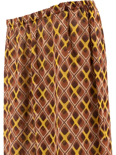 Bode Wide-leg Trousers With Geometric Pattern In Brown