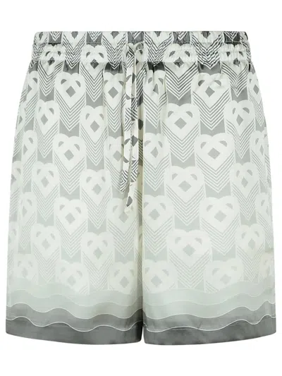 Casablanca Silk Bermuda Shorts Geometric Pattern In Grey