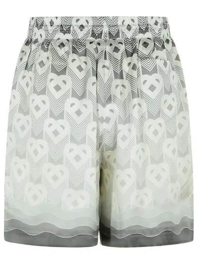 Casablanca Silk Bermuda Shorts Geometric Pattern In Grey