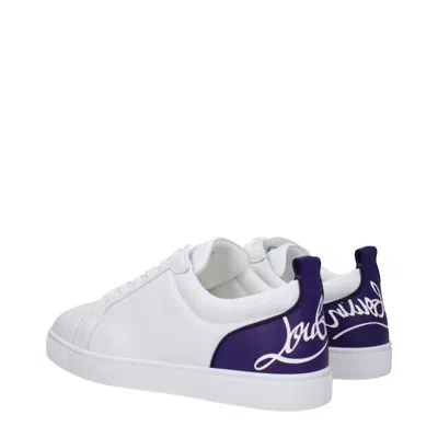 Christian Louboutin Louboutin Sneakers Fun Louis Junior Mens Leather White/jacaranda
