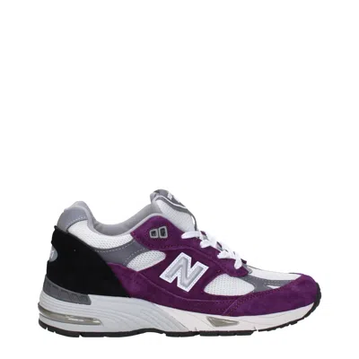 New Balance 991 Woman Sneakers Plum Size 8 Soft Leather, Textile Fibers