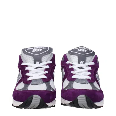 New Balance 991 Woman Sneakers Plum Size 8 Soft Leather, Textile Fibers