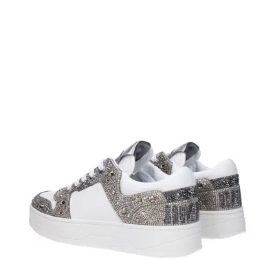 JIMMY CHOO JIMMY CHOO SNEAKERS FLORENT WOMENS LEATHER WHITE/SILVER 