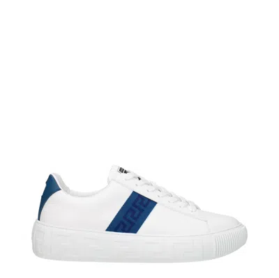 Versace White Leather Sneakers In White
