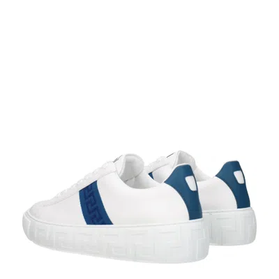 Versace White Leather Sneakers In White