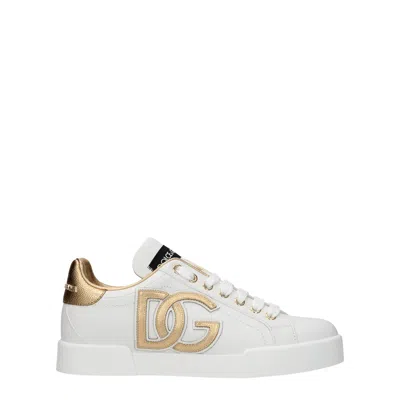 Dolce & Gabbana Portofino Logo Detail Leather Sneakers