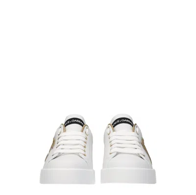 Dolce & Gabbana Portofino Logo Detail Leather Sneakers