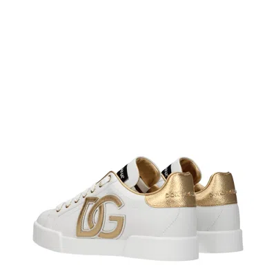 Dolce & Gabbana Portofino Logo Detail Leather Sneakers