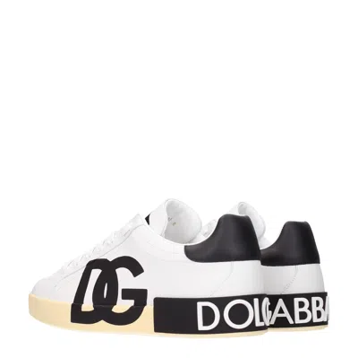 Dolce & Gabbana Calfskin Nappa Portofino Sneakers With Dg Logo Print