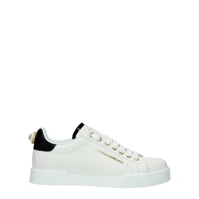 Dolce & Gabbana Dolce&gabbana White And Gold Low Sneakers In White