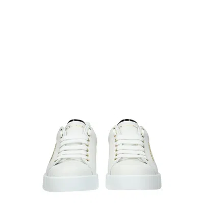 Dolce & Gabbana Dolce&gabbana White And Gold Low Sneakers In White