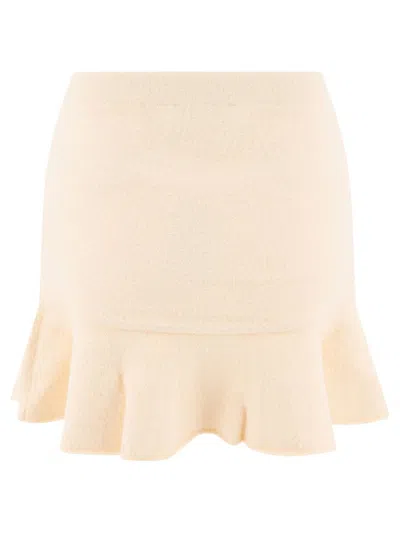 Self-portrait Self Portrait Viscose Blend Knit Mini Skirt With Crystals In White