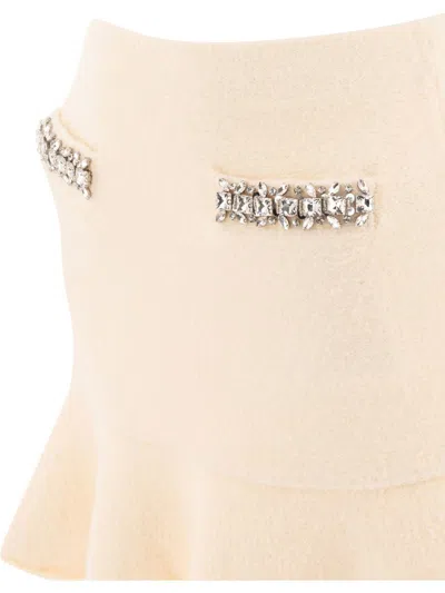 Self-portrait Self Portrait Viscose Blend Knit Mini Skirt With Crystals In White