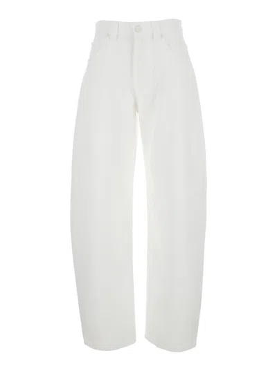 Shop Pinko 'eloise' White Jeans With Belt Loops And Logo Patch On The Rear