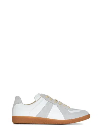 Maison Margiela Off White Leather And Grey Suede Replica Sneakers In Multicoloured