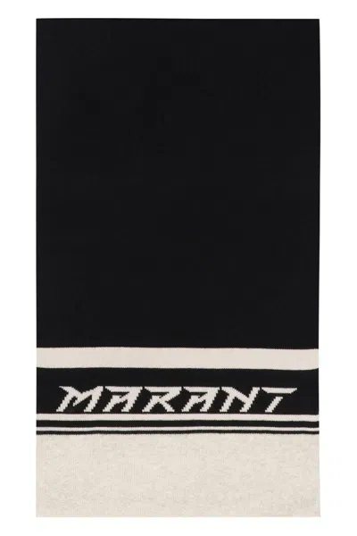 Isabel Marant Casey Cotton Blend Scarf In Black