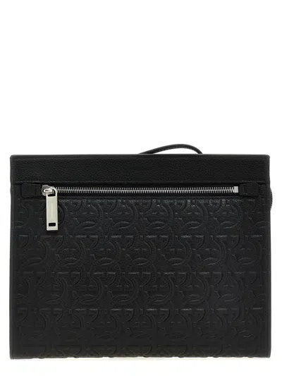 Ferragamo Salvatore  'gancini' Clutch In Black