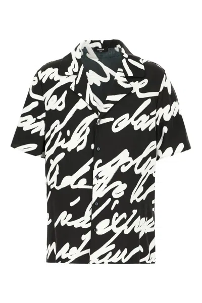 Balmain Love Letter Print Shirt In Black